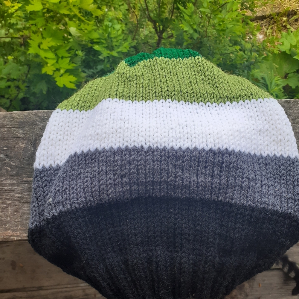 As romantic inspired hand knitted slouchy hat